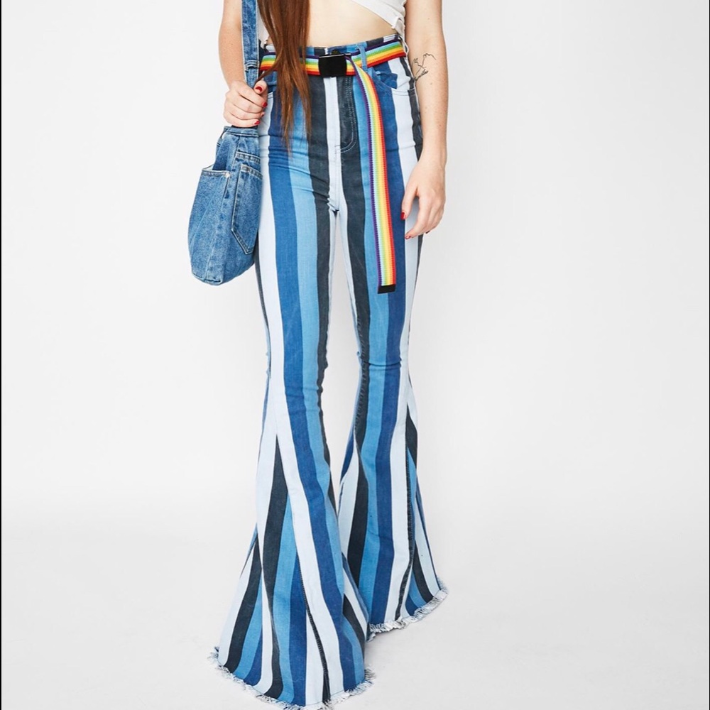 Show me your mumu striped bell bottoms